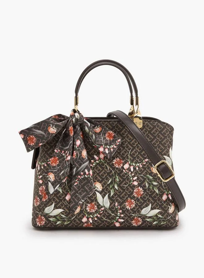 Flora Bella By Shoexpress Flora Bella Monogram Print Tote Bag With Scarf Accent